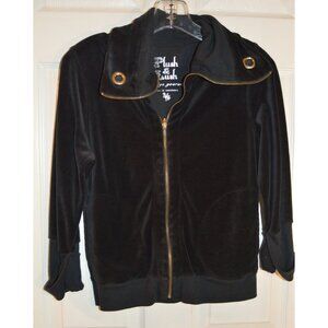 Share Plush & Lush Black Velour Women's Size M Jacket Windbreaker